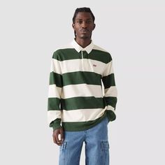 Levi's® Men's Rugby Relaxed Fit Long Sleeve Polo Shirt - Python Green S : Target Long Sleeve Cotton Polo Shirt For College, Cotton Long Sleeve Polo Shirt For College, Mens Rugby Shirts, Long Sleeve Rugby Shirts, Big Men Fashion, Polo Rugby Shirt, Jersey Outfit, Long Sleeve Polo Shirt, Big Men