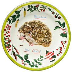 a plate with an image of a hedge on it