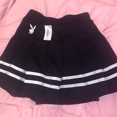 Super Cute ! High Waisted , The Playboy Bunny Is Embroidered Nwt Femboy Skirts, Soft Femboy Outfits, I'm Jealous, Black Pleated Mini Skirt, Houndstooth Skirt, T Dress, School Clothes, Playboy Bunny, Stripe Skirt