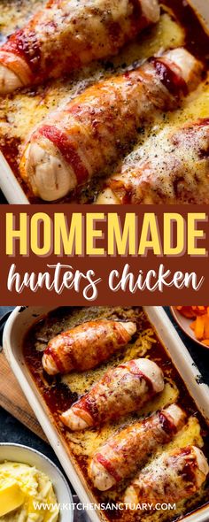 homemade hunters chicken casserole recipe with text overlay