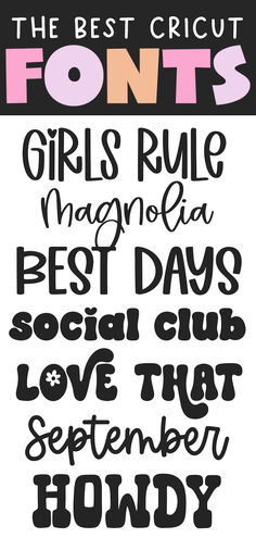 the best cricut fonts for girls and boys