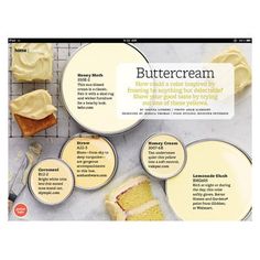 the recipe for buttercream is shown in this magazine