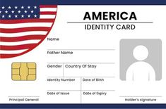 an american identity card with the flag on it