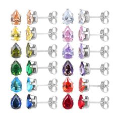 PRICES MAY VARY. CUBIC ZIRCONIA STUD EARRINGS SET- 12 colorful cubic zirconia stud earrings in shapes of princess cut square and teardrop for your more selections MULTICOLOR STUD EARRINGS SET - you can get 12 different colored CZ stud earrings from one order, 12 months birthstone collection will match to your different occasion and dressing SURGICAL STAINLESS STEEL STUD EARRINGS- Crafted with surgical stainless steel which is nickel free and lead free, you don't have to worry about green colorat Earring Star, Birthstones By Month, Lucky Jewelry, Cz Stud Earrings, Gifts For Girlfriend, Earring Crafts, Stud Earrings Set, Gold Heart, Star Earrings