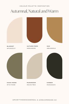 Autumnal, Natural and Warm Colour Palette for Your Brand and Squarespace Website Earth Tone Color Palette, Inmobiliaria Ideas, Earth Tone Color, House Color Palettes, Casa Country, Nature Color Palette, Earthy Color Palette, Warm Colour Palette