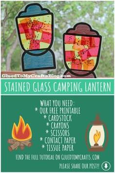 an advertisement for stained glass camping lanterns