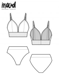 three bikinisuits are shown in black and white, one is cut out to show the