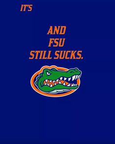 the florida gators logo on a blue background with it's foot and head still sucks