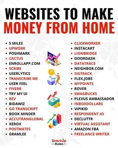 a poster with the words, website to make money from home and other things on it