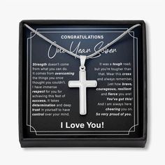 a necklace with a cross on it that says to my grandson