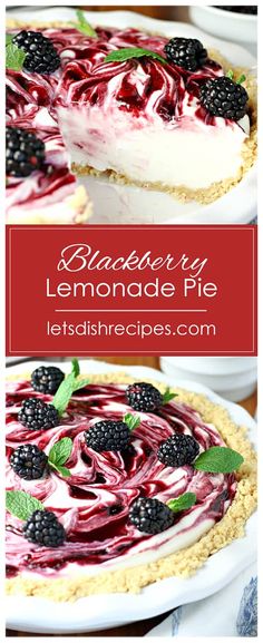 blackberry lemonade pie with fresh blackberries on top