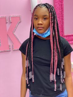 Colored Braids For Kids, Rainbow Braids For Kids, Box Braids On Kids, Box Braids Hairstyles For Kids, Box Braids Kids, Braids Hairstyles For Kids