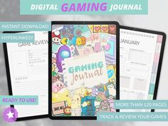 the digital gaming journal is open and ready to be used for children's games