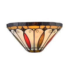 a stained glass bowl shaped ceiling light