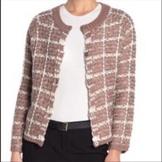 Michelle Nicole Basket Weave Knit Cardigan Taupe Lot#:Z368 - Large Lot#:Z369 - Small - Sold Basket Weave Knit, Nicole Brown, Tweed Cardigan, Woven Cardigan, Plaid Cardigan, Beaded Cardigan, Button Cardigan, Printed Cardigan, Basket Weave