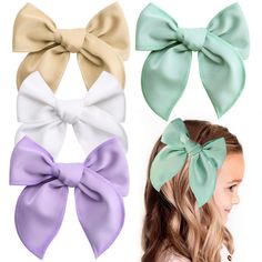 PRICES MAY VARY. 🎇 PREMIUM-QUALITY MATERIAL: Each bow is handmade from 100% premium quality ribbon material, the hair bow is soft and comfortable, so it will not make your girl's skin feel uncomfortable. Alligator hair clips are sturdy and very easy attachment to hair. Comfortable wear feeling, no worry of missing accessories, and the baby boutique hair bows for teens stay in place all day 🎇 PACK OF 4 - Our ribbon girl bow clips come in 4 different colors to complement any little girl's everyd Handmade Hair Clips, Women Birthday Party, Handmade Hair Clip, Handmade Hair Bows, Hair Accessories Clips, Boutique Hair Bows, Bow Accessories, Handmade Hair Accessories, Women Birthday