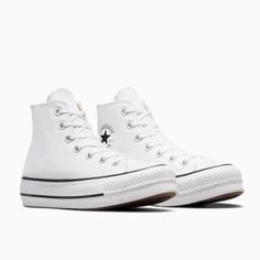 Brand New, Never Worn! White Chuck Taylor All Star Platform Converse Sneakers. Converse Chunky, All Star Platform, Womens White Trainers, White Chuck Taylors, Converse Platform, Chuck Taylor All Star Lift, Converse Chuck Taylor White, Platform Converse, New Converse