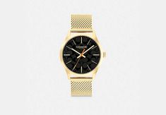 Gold tone case and mesh bracelet Approx. case diameter: 39mm Mineral crystal Quartz movement Foldover clasp closure Water-resistant to 99 feet Style No. CO346 Coach Outlet, Mesh Bracelet, Minerals Crystals, Quartz Movement, Quartz Crystal, Water Resistant, Mesh, Jewelry Watches, Gold Tones