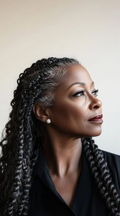 Braids for Older Black Women Over 50: 17 Elegant and Age-Defying Hairstyles to Try Braids For Older Black Women, Grey Hair Braids, Bob Box Braids Styles, Embrace Natural Hair, Black Women Braids, Protective Braids, Women Braids, Aging Hair, Maintaining Healthy Hair