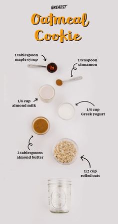 the ingredients for an oatmeal cookie are shown in this graphic diagram,