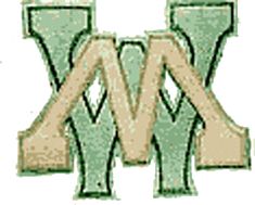 the letters m and w are made up of two different colors, one is green