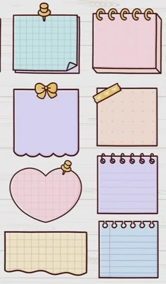 paper with hearts and notepads on it