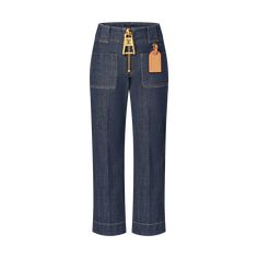 LOUIS VUITTON® - Xxl Zipper Straight-cut Jeans - Indigo Louis Vuitton Clothes Women, Leather Travel Tag, Louis Vuitton Clothes, Louis Vuitton Jeans, Oversized Belt, Louis Vuitton Denim, Travel Tags, Style 2023, Straight Cut Jeans