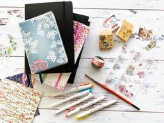 various crafting supplies laid out on a table