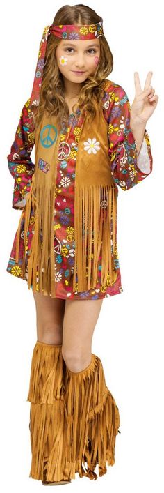 Girls' Peace and Love Hippie Costume - Candy Apple Costumes - Girls' Costumes Peace And Love Hippie, Hippie Costume Halloween, Hippie Kids, 70s Costume, Hippie Halloween, 60s Hippie, Moda Hippie, Hippie Party, Mode Hippie