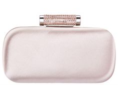 New Satin With Crystal Embellished Clasp Minaudiere Evening Hardshell Clutch Bag-With detachable Shoulder Strap 7 1/2'' Width x 4'' Height x 1 3/4'' side depth NI Feminine Rectangular Evening Bag, Elegant Pink Compact Bag, Elegant Compact Pink Bag, Elegant Compact Clutch For Parties, Elegant Compact Evening Bag For Party, Compact Pink Bag For Formal Occasions, Compact Pink Formal Bag, Feminine Rectangular Evening Bag For Events, Feminine Rectangular Evening Clutch