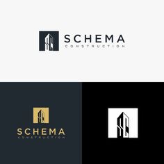 the logo for schema construction is shown in black and white with gold accents