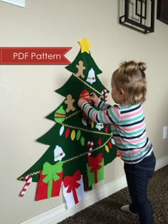 Felt Christmas Tree DIGITAL PATTERN No Sew DIY Printable pdf Felt Christmas Tree Pattern, Trees For Kids, Diy Felt Christmas Tree, Christmas Trees For Kids, Felt Tree, Christmas Tree Pattern, Toddler Christmas, Diy Christmas Tree