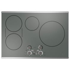 a stainless steel stove top with four burners and knobs on the front side