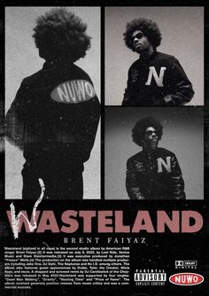 the poster for wasteland featuring two men in black jackets and one man with curly hair