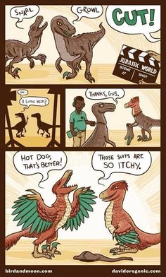 a comic strip with dinosaurs talking to each other and the caption that says cut