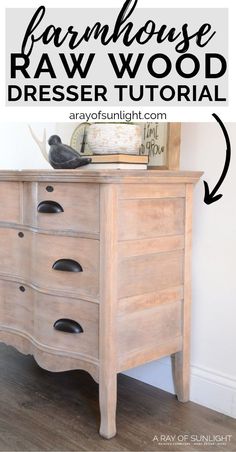 an old dresser is transformed into a farmhouse wood dresser