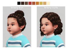 Two Hairstyles, Toddler Hair Sims 4, Sims 4 Curly Hair, Die Sims 4, Hairstyles For Toddlers, Sims 4 Cc Hair