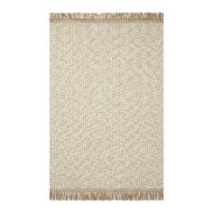 a beige rug with fringes on it