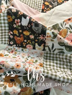 a pile of quilts with flowers on them and the words mrs littlehommade shop