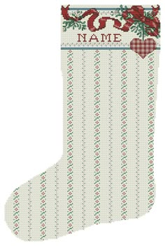 a cross stitch christmas stocking with the word love is in the name on it