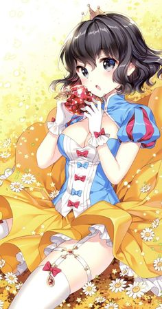 White Mobile Wallpaper, Snow White Anime, Black Hair Short, Crown Apple, Grey Eyes, Disney Artwork