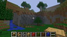 an image of a computer screen shot of a minecraft village with trees and bushes in the background