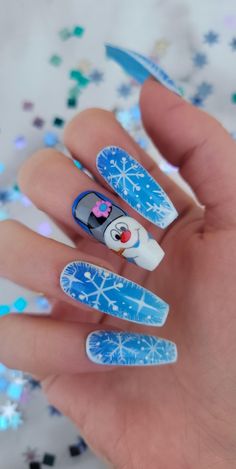 Hand painted press on nails Nail prep kit: glue, file, cuticule pusher, buffer, and an alcohol wipe. Frosty The Snowman Nails, Heat Miser And Snow Miser, Harry Potter Nail Art, Snow Miser, Express Nails, Heat Miser, Harry Potter Nails, Snowman Nails, Blue Snowman