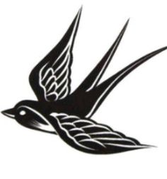 a black and white drawing of a bird flying