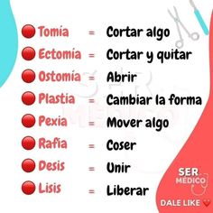 the spanish words are written in different colors and font styles, with scissors on each side