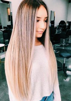 Root Melt Brunette To Blonde Straight, Straight Extensions, Balayage Straight, Balayage Straight Hair, Goldie Locks, Long Face Hairstyles, Ombré Hair, Short Straight Hair