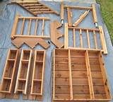 several wooden shelves sitting on top of a tarp