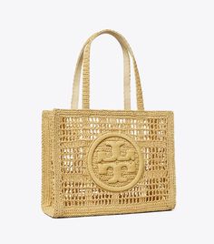 Tory Burch Ella Tote, Ella Tote, Tory Burch Ella, Knitting Tote Bag, White Poppy, Straw Tote Bag, Woven Baskets, Womens Designer Handbags, Tory Burch Handbags