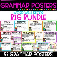 a poster with the words word wall decop big bundle