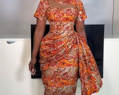 Lola Ankara Dress - Etsy Veekee James Ankara Styles, Sample Lace Styles For Ladies, Native Styles For Ladies, Wedding Guest Ankara Styles, African Wedding Guest Outfit Classy, Ankara Wedding Guest Outfit, African Dresses For Women Wedding, Ankara Dress Styles Gowns Classy, Lace Dress African